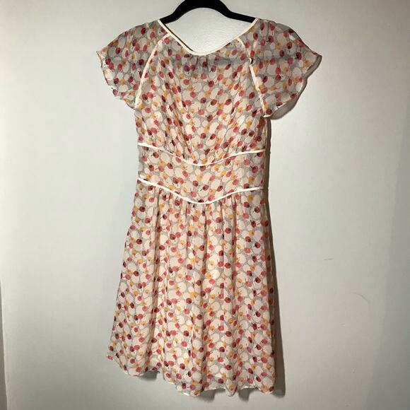 Juicy Couture silk cherry print dress ruffle flutter sleeve size 0 feminine - Picture 2 of 11